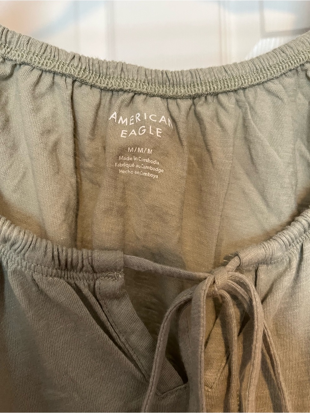 American Eagle Olive Green Women's Athletic Drawstring Shirt